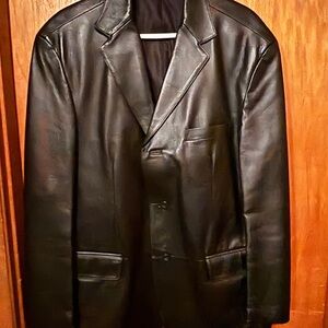 Stafford Black Leather Sport Coat Blazer